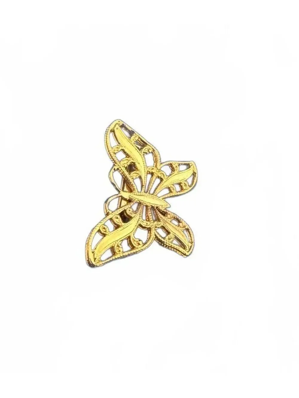 Vintage Napier 1 inch Gold Tone Filigree Butterfly Brooch Pin